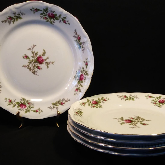 5 Haviland Traditions Dinner Plates in Moss w Scalloped Edge Gold Trim - Picture 14 of 14